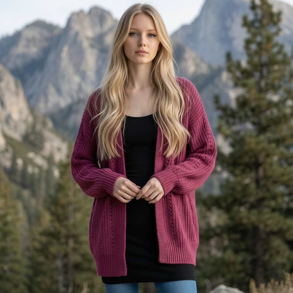 Free People Nightingale Cardigan Berry Magenta - Size S/P - EUC